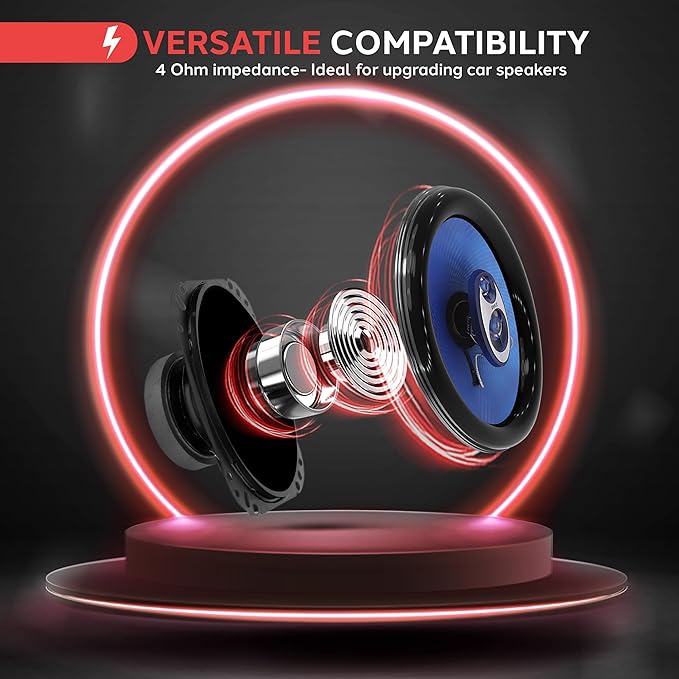 Pyle 6” x 8” Car Sound Speaker (Pair) - Upgraded Blue Poly Injection Cone 3-Way 360 Watts w/ Non-fatiguing Butyl Rubber Surround 70 - 20Khz Frequency Response 4 Ohm & 1" ASV Voice Coil - Pyle PL683BL