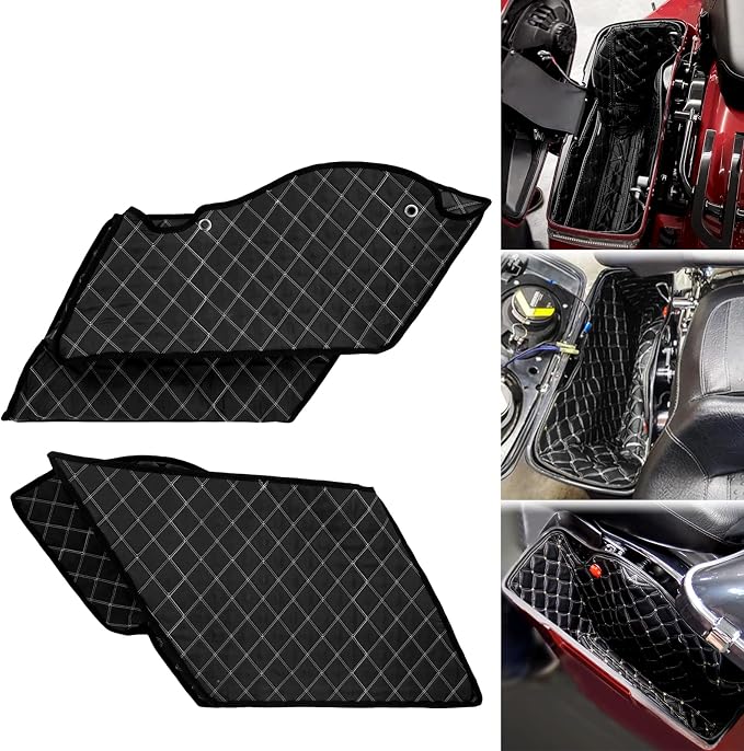 Saddlebag Liners Fit for Harley Touring 2014-2023 | 5-Inch Stretched Bag Inserts, White Stitching, Fits Road King, Road Glide, Street Glide & Electra Glide Stretched Saddlebags