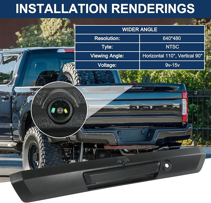 JDMSPEED Tailgate Handle with Rear View Backup Camera Compatible with 2017-2022 Ford F250 F350 F450 Super Duty Replaces# HC3Z-9943400-NA HC3Z-9943400-NB