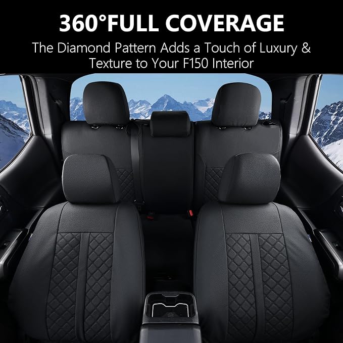 Truckiipa Toyota Tacoma Car Seat Covers Full Set, Leather Waterproof Truck Seat Covers Fit for 4th Gen 2024 2025 2026 Toyota Tacoma Double Crew Cab, Full Set, Black