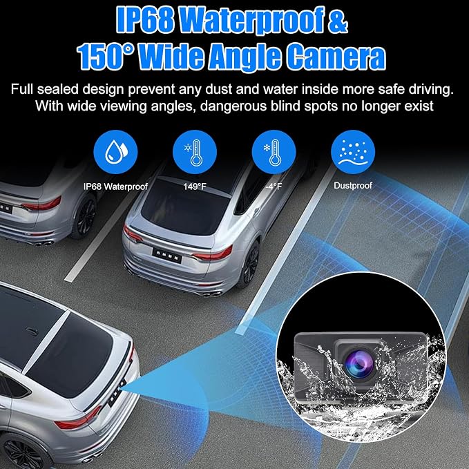 Wireless Backup Camera System Rear View Camera Monitor Kit HD 1080P Reverse Cameras for Truck Car Pickup RV Camper Waterproof Night Vision