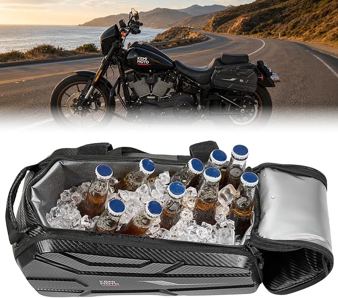KEMIMOTO Universal Saddlebag Cooler Bag Keeps Hot & Cold Up to 7.5 Hours Insulated Cooler Bag Leakproof EVA Fit for Sportster Softail Sport Bike Adventure Ninja Rebel Dyna Cruiser V-star Shadow