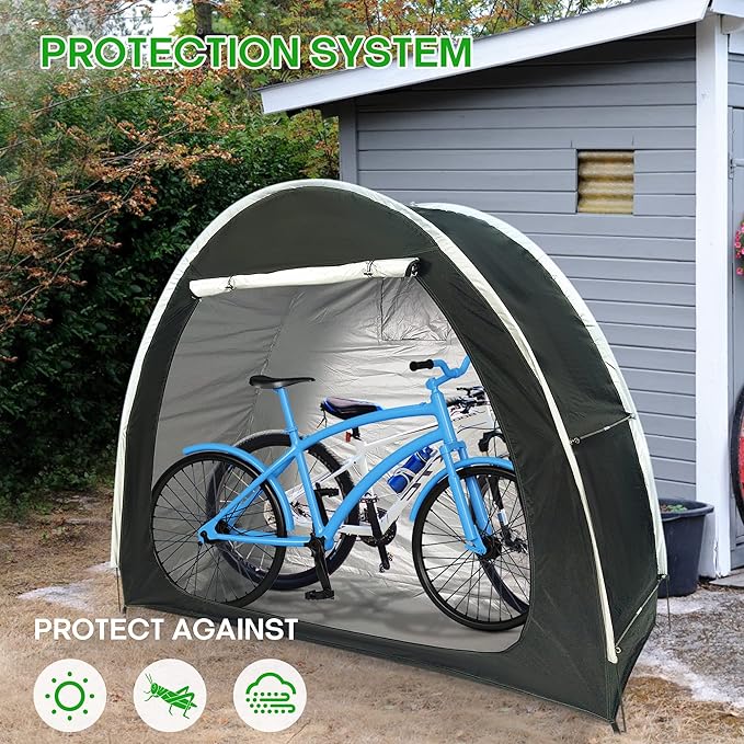 Bike Cover Storage Heavy Duty Storage Tent Outdoor Portable Bicycle Tent PU4000 Waterproof Cloth Durable 210D Oxford Fabric,Protect Against Wind, Rain, Snow, Dust W/Travel Bag (Black)