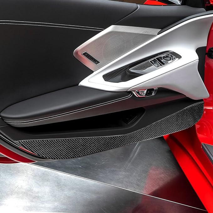 Real Carbon Fiber Inner Door Panel Trim Compatible with Corvette C8 2020-2026, Interior Decor Sticker Accessories