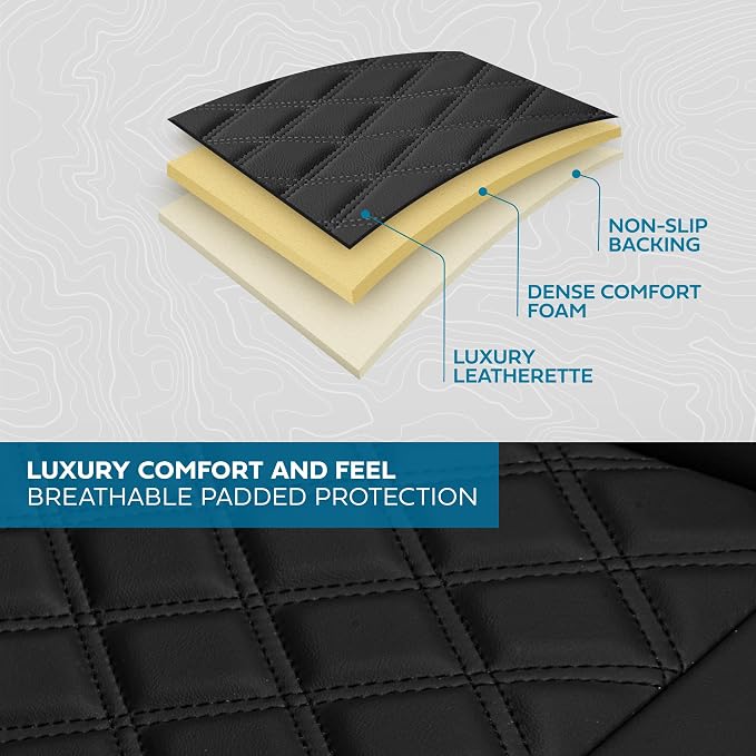 MotorBox Haven Series Napa Leather Seat Covers for Cars, Lux Edition Diamond Stitched Full Set Seat Covers, Premium PU Leatherette Black Car Seat Covers for Cars Trucks SUVs