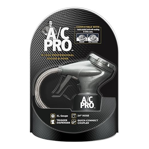 InterDynamics Car Air Conditiioner Gauge and Hose by InterDynamics, A/C Pro Air Conditioner Recharge Gauge and Dispenser for Cars, Trucks, 24 In Hose