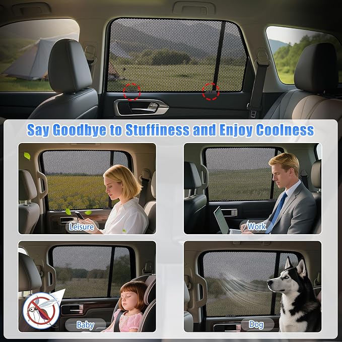 ZATOOTO Car Window Shades Forester 2019-2024 for Rear Window | Car Window Covers 2-Pack Baby & Pet | Blocks 99% UV & Heat | Breathable Mesh Privacy Screen | Bug-Free Design for Camping & Travel