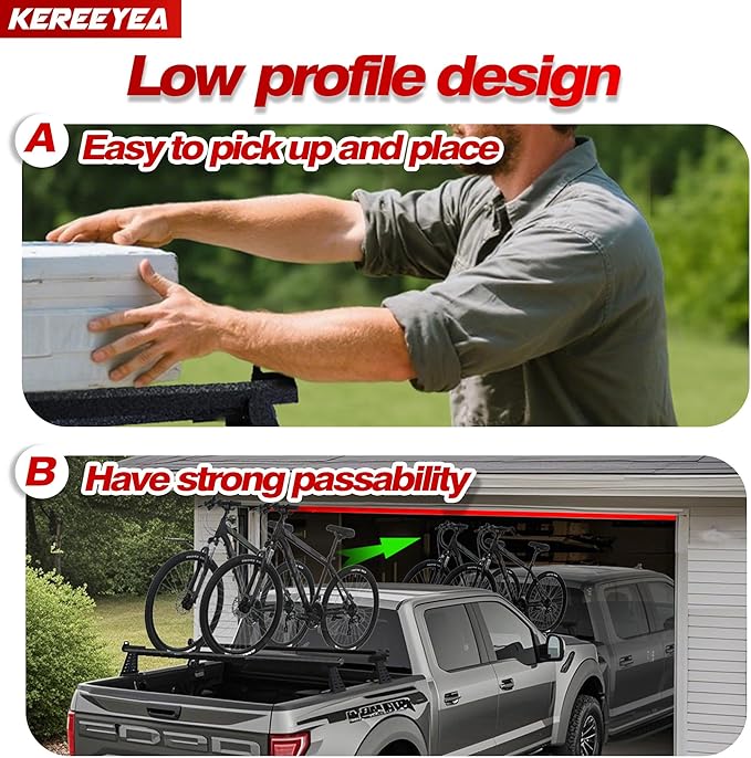Adjustable 71.3”Heavy Duty Truck Bed Rack Cross Bars（2PCS） for Full-Size Trucks with Soft Roll-Up, Hard Rolling,Tri-Fold, Retract Hard Tonneau Covers|Aluminum Cross Bars|Fits Kayak Racks, Bike Racks