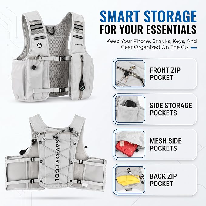 Cooling Hydration Vest with 2L BPA-Free Water Bladder, Running Vest with 3 Removable Cooling Packs, Lightweight Outdoor Hydration Pack for Hot Weather, Hiking, Cycling, Training