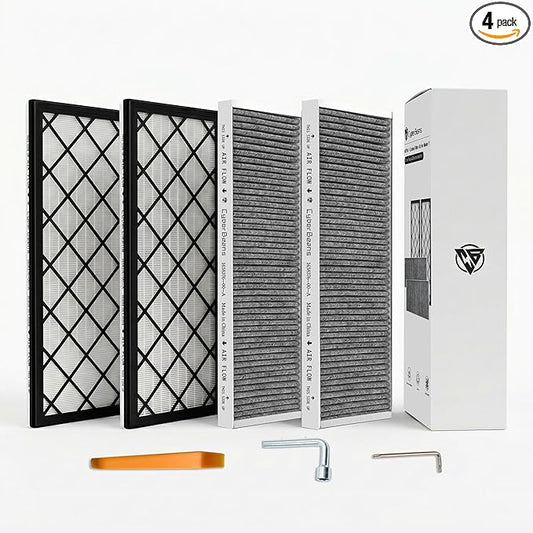 (4 Pack) HEPA Carbon Air Filter Kit Compatible with Tesla Model Y, Carbin Air Conditional Replacement with External Intake Activated Carbon 2020-2024/2025/2026 Juniper Accessories
