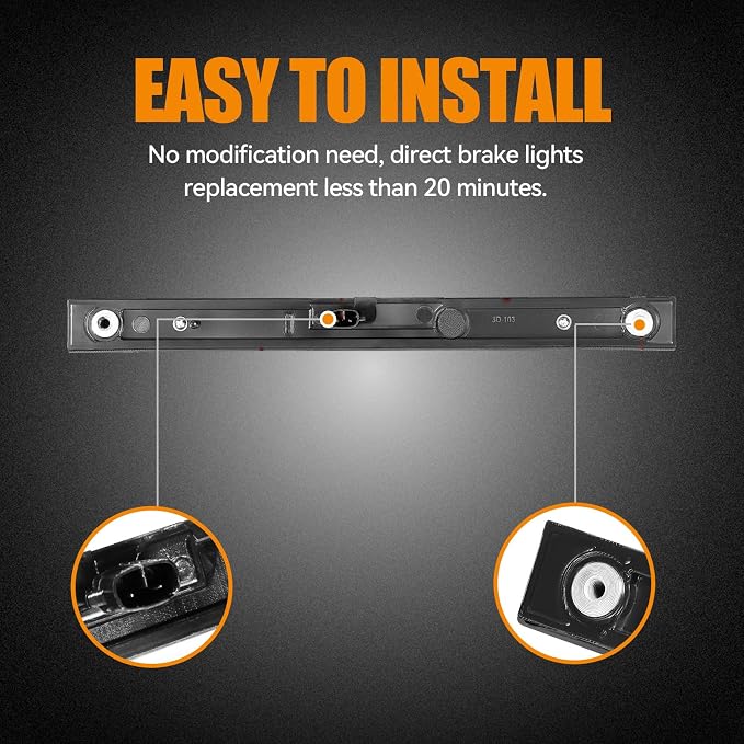 Third 3rd Brake Light LED for 2013-2018 Toyota Rav4, High Mount Rear Brake Lights Assembly for 2010-2019 Lexus GX460, Waterproof Center Cab Lamp Stop Light (Black)