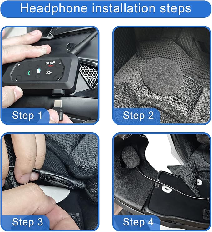 EJEAS V6 Pro Motorcycle Helmet Bluetooth Intercom, 2-Way 1200M Motorcycle Bluetooth Headset Universal Communication System with Noise Cancellation and Waterproof for Dirt Bike/ATV/Snowmobile (1PC)