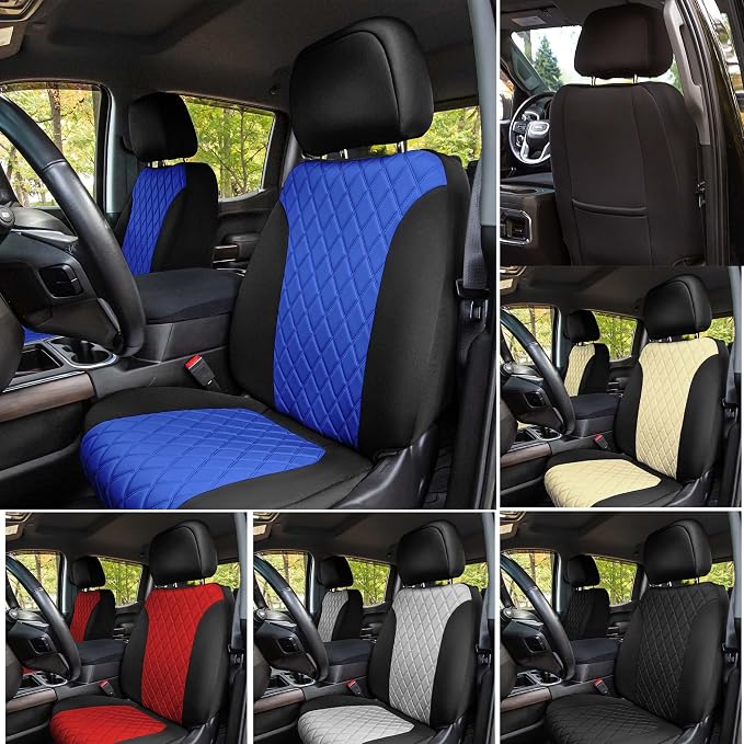 FH Group Custom Fit Car Seat Covers for 2019-2023 Chevrolet Silverado 1500 2500HD 3500HD RST | LTZ | HIGH COUNTRY Ultraflex Neoprene Water Resistant Automotive Seat Covers - Front Set Beige