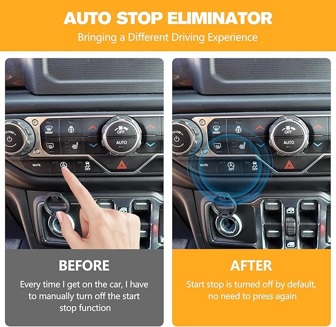 Auto Start Stop Eliminator Fit for Jeep Wrangler JL JLU JT Gladiator 2018-2023 (Not fit 4XE), Plug & Play Car Start Stop Eliminator, Auto Start-Stop Disabler Accessories
