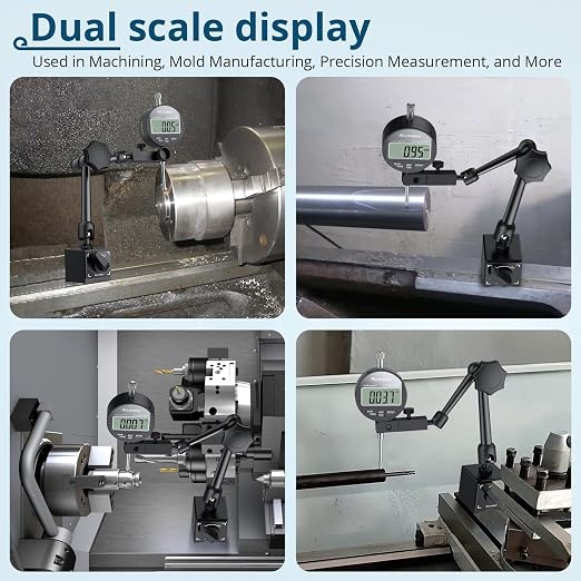 Dial Indicator Magnetic Base Set (132lbs/60kg Tensile Force) 0-1 Inch Precision Gauge for Machining,Lathe Alignment & Metalworking Dial Indicator Gage Gauge for 3D Printer Lathe Workshop