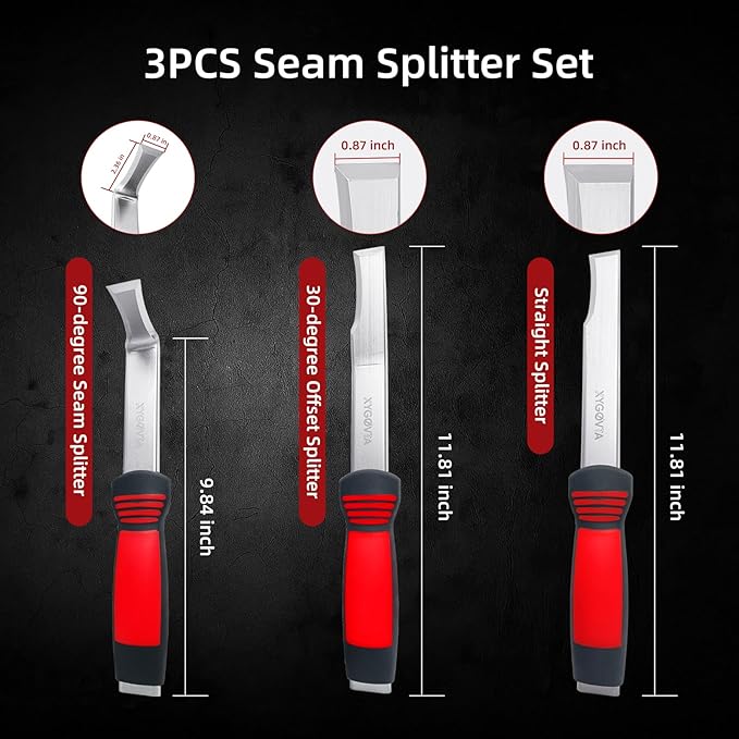 3-Piece Seam Buster Splitter Tool Set - Heavy Duty Body Panel Removal Spot Weld Cutter with Shock-Dampening Grip, Tools for Autobody Collision Repair, Welding, Carro Puertas