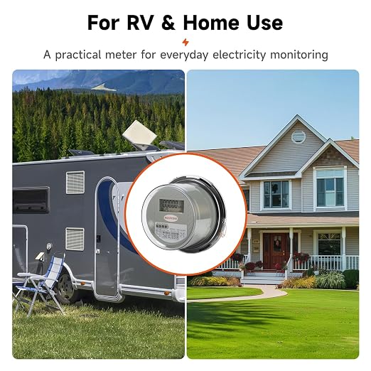 120V Digital Electric Meter, 2 Wire KWH Watt Meter for RV & Home, LCD Energy Usage Monitor, 0.5 Accuracy, Easy-to-Read Power Consumption Meter