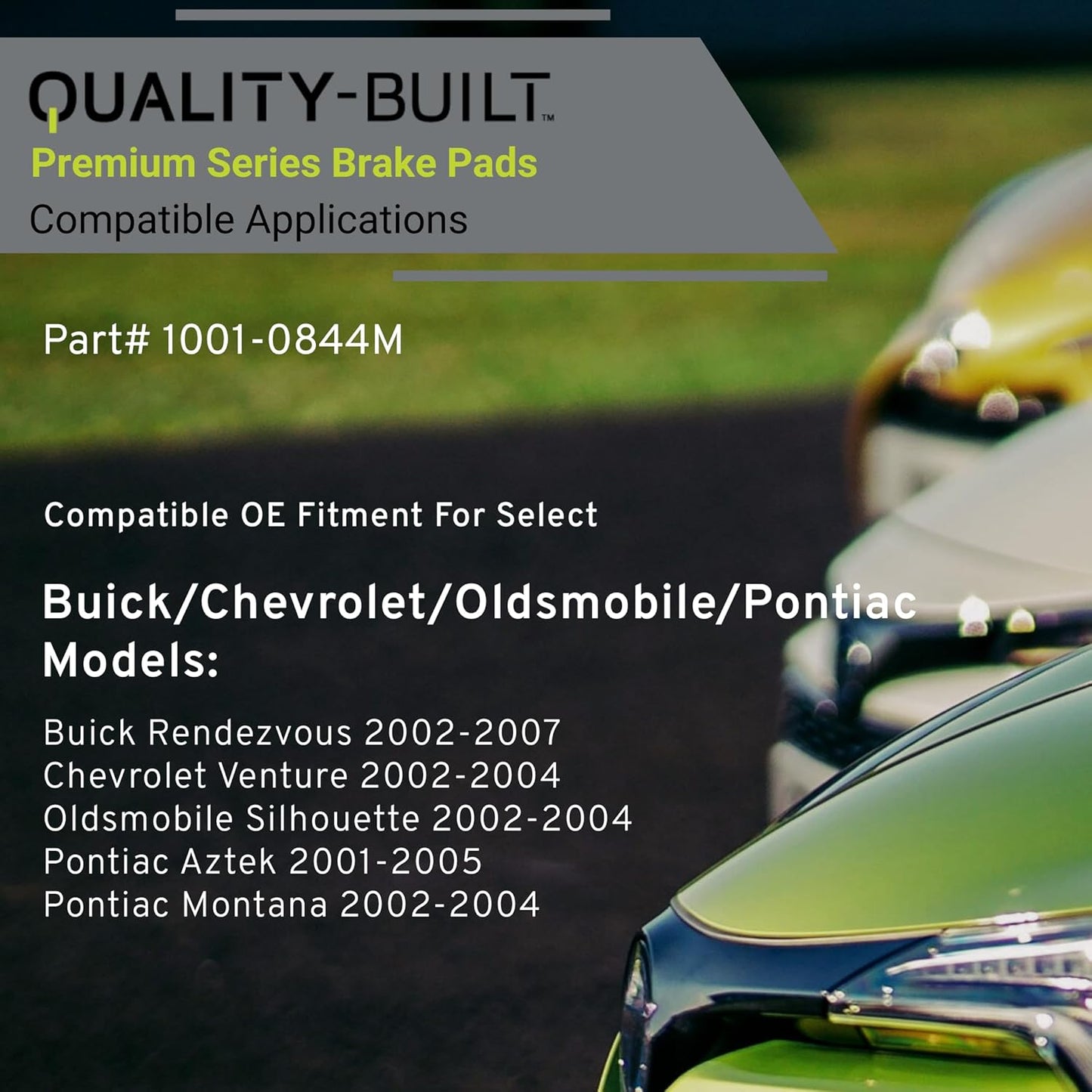 Premium Semi-Metallic Front Brake Pads (1001-0844M) Compatible with 2001-2007 Buick/Chevrolet/Oldsmobile/Pontiac (Aztek/Montana/Rendezvous/Silhouette/Venture)