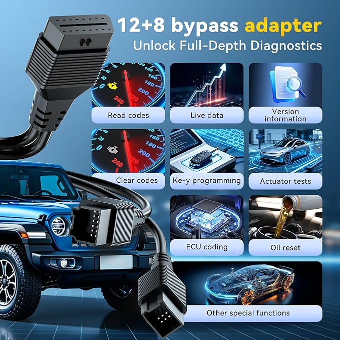 THINKCAR OBD2 Scanner with 12+8 Pin Connector, ThinkScan Plus S7 ABS,SRS,ECM,TCM,BCM,AC,IC System Diagnostic Scan Tool with 5 Special Services Options, Cover 94 Car Brands Code Reader, FCA AutoAuth
