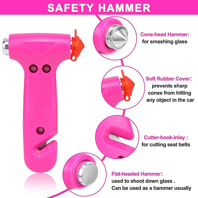 Pink Car Emergency Kit, Premium Roadside Emergency Car Accessories Kit with Jumper Cables, Flashlight, Shovel, Toolbox Set, etc Car Accessories for Women