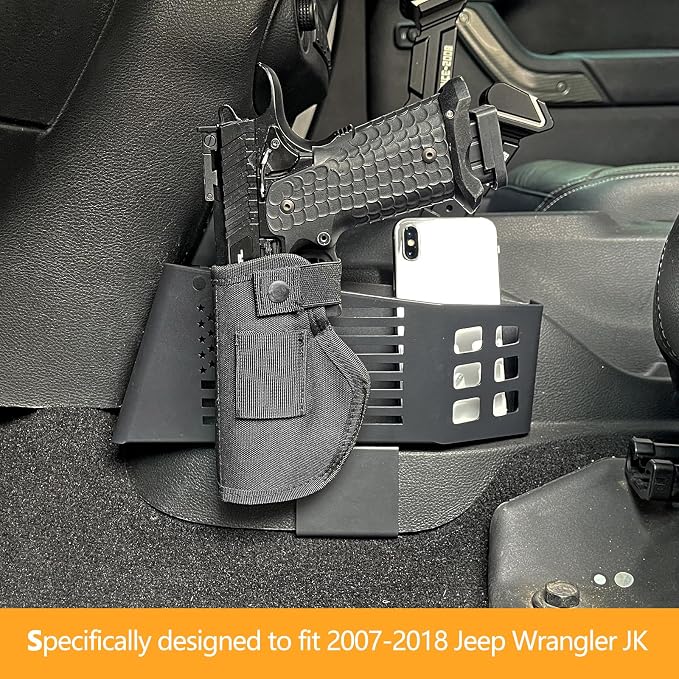 MAIKER Upgrade JK Metal Gear Shift Storage Box Center Console Hanging Box Gear Tray Compatible with 2011-2018 Jeep Wrangler JK JKU, US Flag