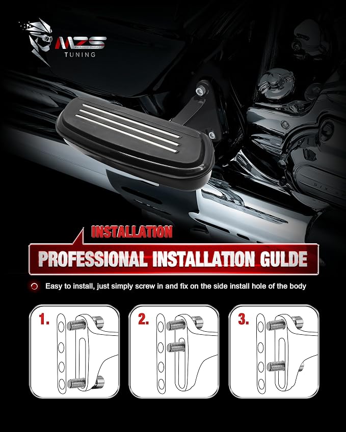 MZS Motorcycle Passenger Floorboards, 1993-2025 Touring Passenger Foot Pegs Rear Footboards Floor Boards Mount Bracket Kit Black Compatible with Road Glide King Electra Street Glide Ultra Limited