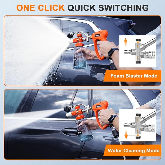 Kebtek Dual Connector Accessory For Pressure Washer Double Tip Attachment For Soap Cannon, 5 Sprayer Nozzles 1/4" Quick Connect Pressure Washer Accessories Ideal for Car Boat Driveway Detailing
