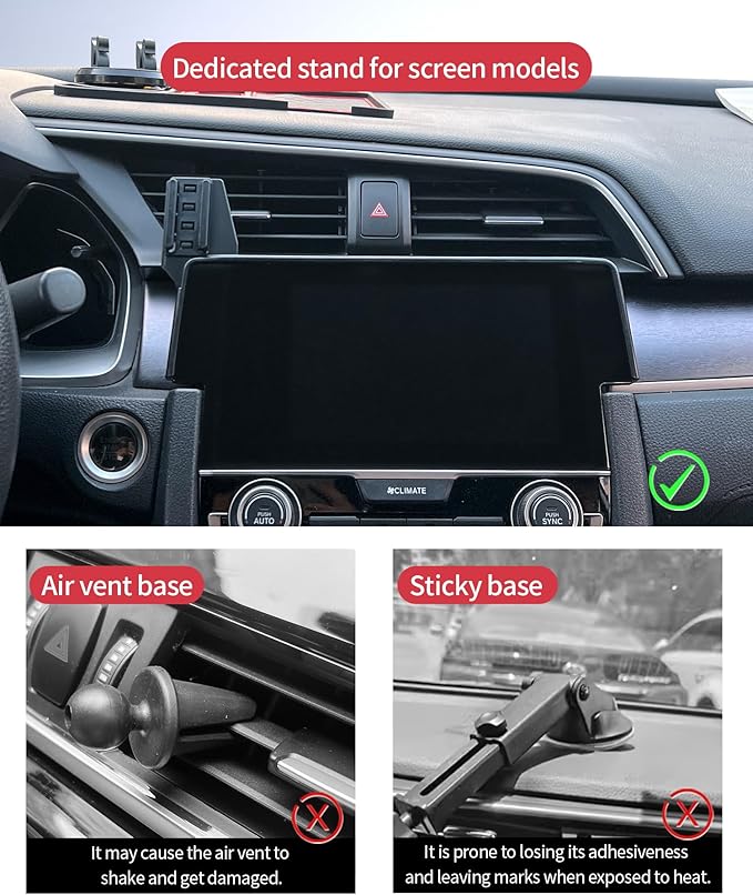 Wireless Charging car Phone Holder for Honda Civic 2016-2021 Accessories 5/7 inch Screen Fixed Clip,360° Rotation car Phone Mount Compatible with MagSafe