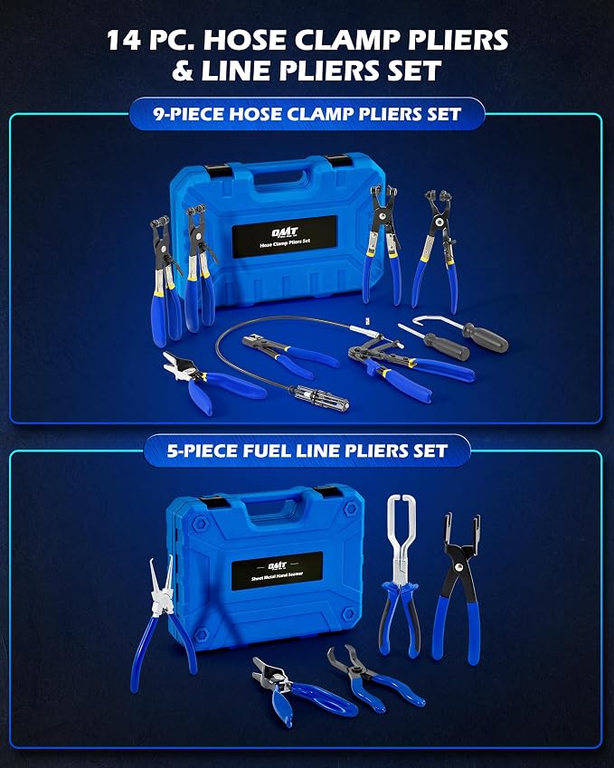 Orion Motor Tech 10pc Snap Ring Pliers Set, Internal & External Circlip Pliers With Bent & Straight Pliers & 14 Piece Disconnect Set with Fuel Filter Caliper Hose Pipe, Bundle