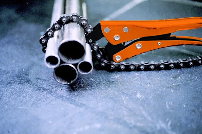 Grip-On 18110 10-Inch Chain Clamp Locking Pliers in Orange Epoxy