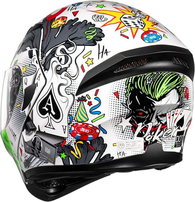 KYPARA Motorcycle Dual Visor Flip up Modular Full Face Helmet with DOT Certification of Impressionism