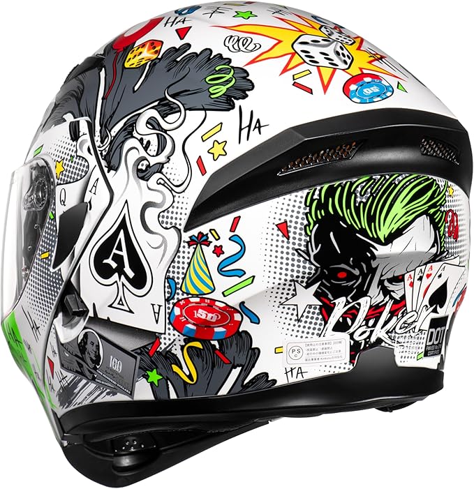 KYPARA Motorcycle Dual Visor Flip up Modular Full Face Helmet with DOT Certification of Impressionism