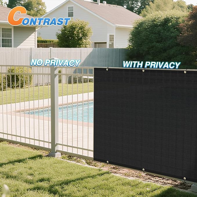 TANG Fence Privacy Screen Black 4 Feet x 50 Feet Outdoor Shade Cloth with Grommets, 150 GSM Temporary Fence Cover with Zipties Mesh Netting Fences Blockage for Backyard Garden Patio Chain Link