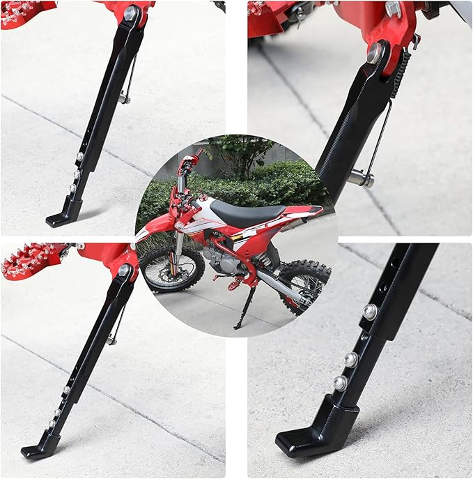 CNC Dirt Bike Kickstand - 7075 Aluminum Alloy Side Stand Support Stand Adjustable for CR CRF XR RM KX KLX TTR PW 50 70 80 100 110 125 150 50cc-150cc Pit Bike