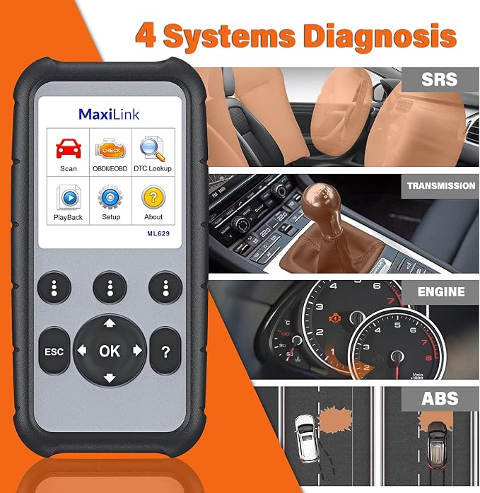Autel MaxiLink ML629 Automotive OBD2 Scanner, 2026 Newer Model Upgraded of AL619, ML619, AL519, Car Code Reader Check Engine ABS SRS Transmission Diagnostic Scan Tool, Auto VIN, Ready Test, DTC Lookup