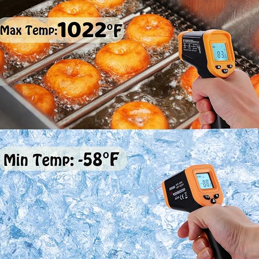 Pizza Oven Laser Thermometer Gun for Cooking, OnniOne Infrared Thermometer for Blackstone Griddle, -58℉~1022℉ Non Contact Grill Temperature Gun with Carrying Storage Bag, LCD Backlit (NOT for Human)