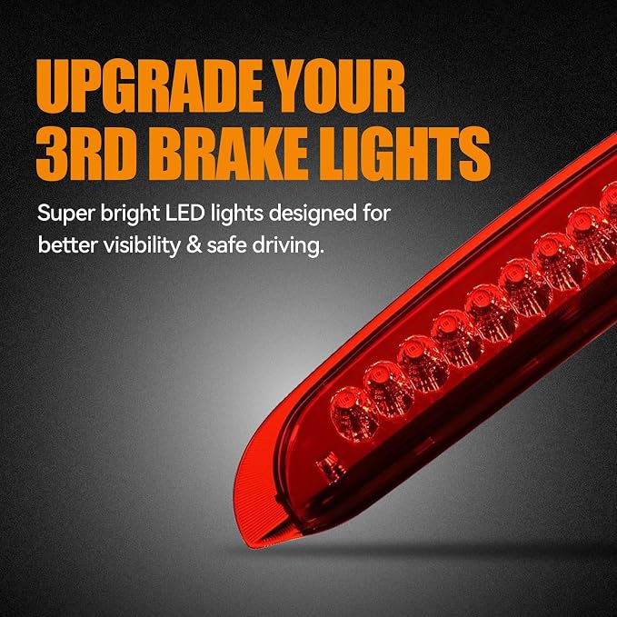 Third 3rd Brake Light LED for 1998-2001 Ford Explorer, High Mount Rear Brake Lights Assembly for 98-01 Explorer, Waterproof Center Cab Lamp Stop Light (Red)
