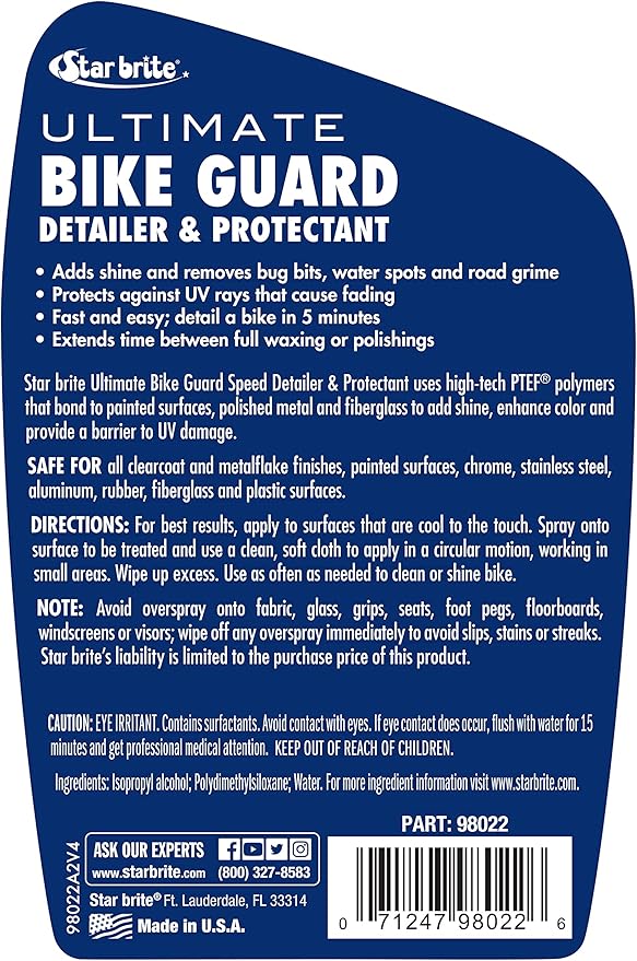 STAR BRITE Ultimate Bike Guard - Motorcycle Detailer & Protectant Spray - Remove Road Grime, Add Shine & Protect in 5 Minutes (098022)