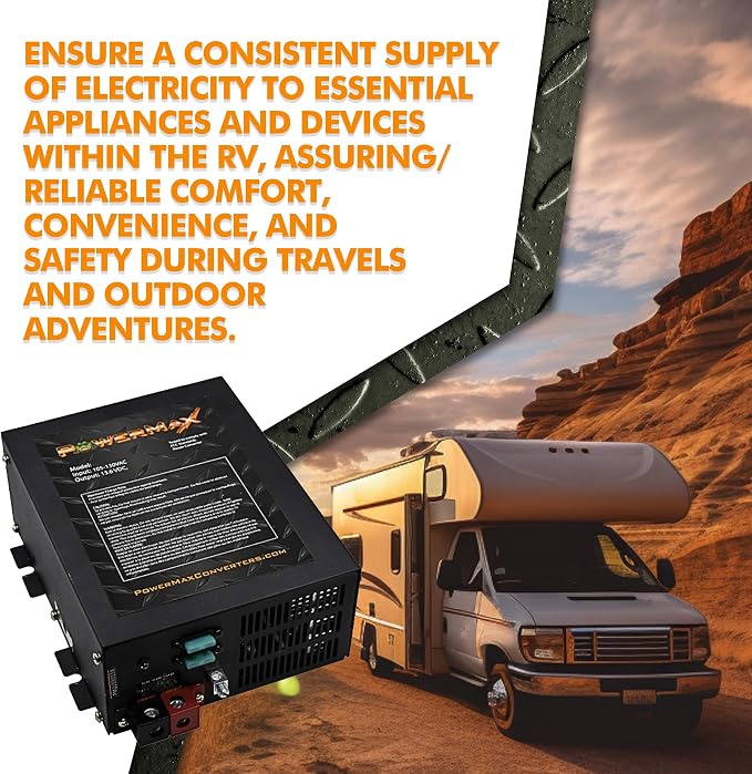Powermax RV Converter | 15 Amp | 12V Power Converter with Built-in 4 Stage Smart Battery Charger | 110V AC to 12V | Lithium Compatible | Fully Adjustable Output from 13V to 16.5V | PM3 15LK