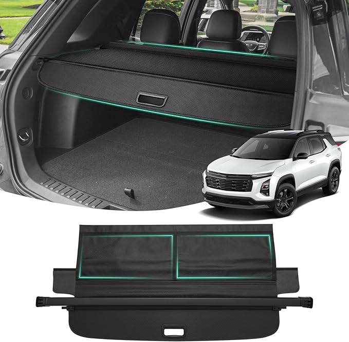 Powerty Cargo Cover for 2025 2026 Chevy Chevrolet Equinox & GMC Terrain Accessories Trunk Cover with Leather Pouch Retractable Trunk Shielding Shade Cargo Luggage Cover No Gap (Not for Equinox EV)