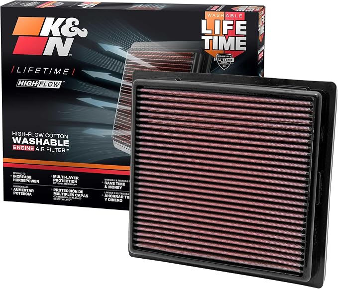 K&N High-Flow Original Lifetime Engine Air Filter: Increase Power: Premium, Washable: Compatible with 2010-2026 Toyota/Lexus/Mitsubishi/Fiat: (See Product Description for Select Models) 33-2457