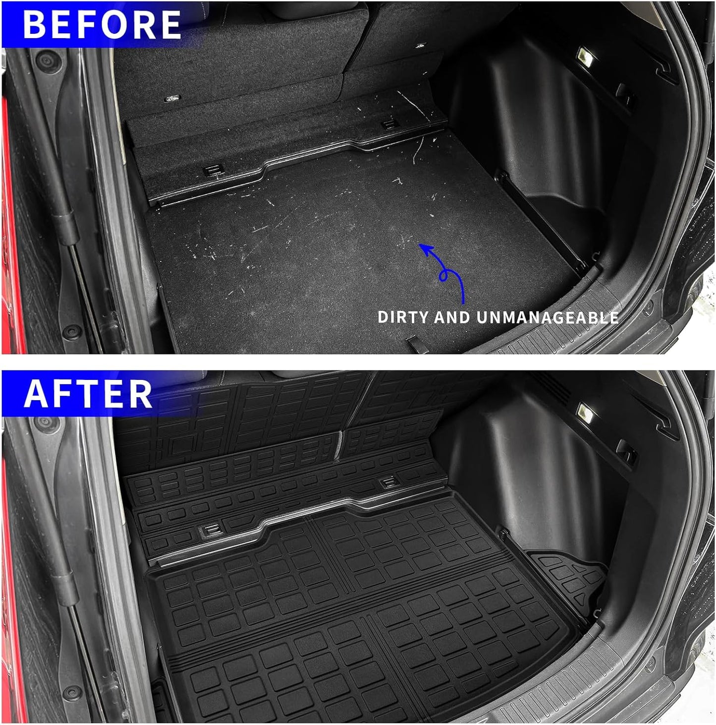 Rongtaod Cargo Mat Compatible with 2023 2024 2025 2026 Honda CRV Trunk Mat Cargo Liner TPE All Weather Back Seat Cover Protector CR-V Accessories (Fit Lower Deck,Backrest Mats+Trunk Mat)