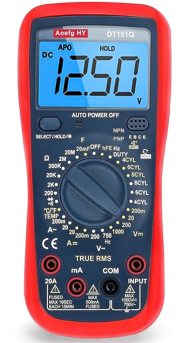 Automotive Multimeter, True RMS CAT III 600V, AC/DC Voltage/Current Tester, Temp/Freq/Ohm/Duty Cycle, 4-8 Cylinder Dwell Angle Test, Capacitance & HVAC/Industrial Tools with Engine RPM Measurement.