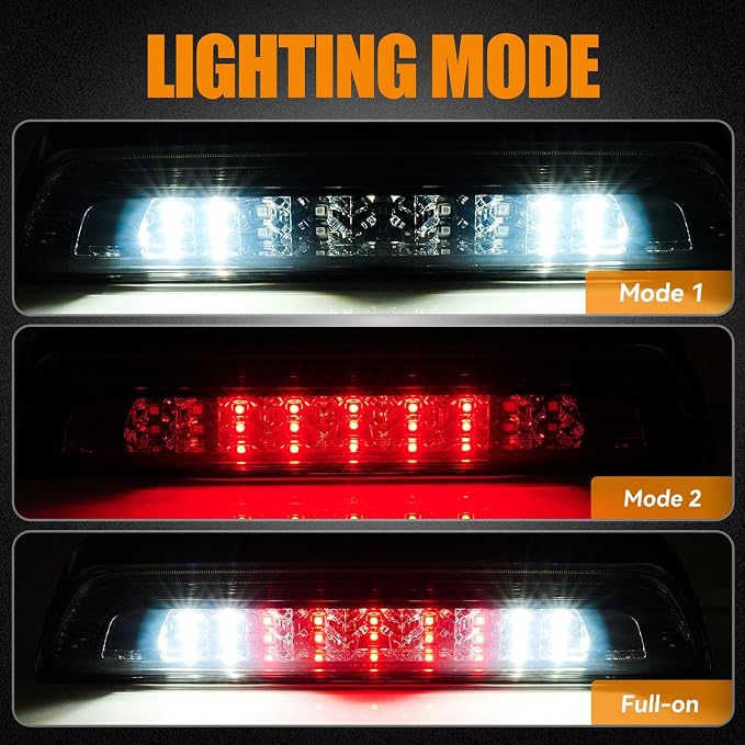 Third 3rd Brake Light LED for 2007-2020 Toyota Tundra, High Mount Rear Brake Lights Assembly for 07-20 Tundra, Waterproof Center Cab Cargo Lamp Stop Light (Smoke)