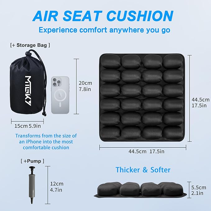 Sondor Travel Cushion,Portable & Adjustable Airplane seat Cushion for Long Flights,Inflatable Cushion for Wheelchair, Travel,Driving