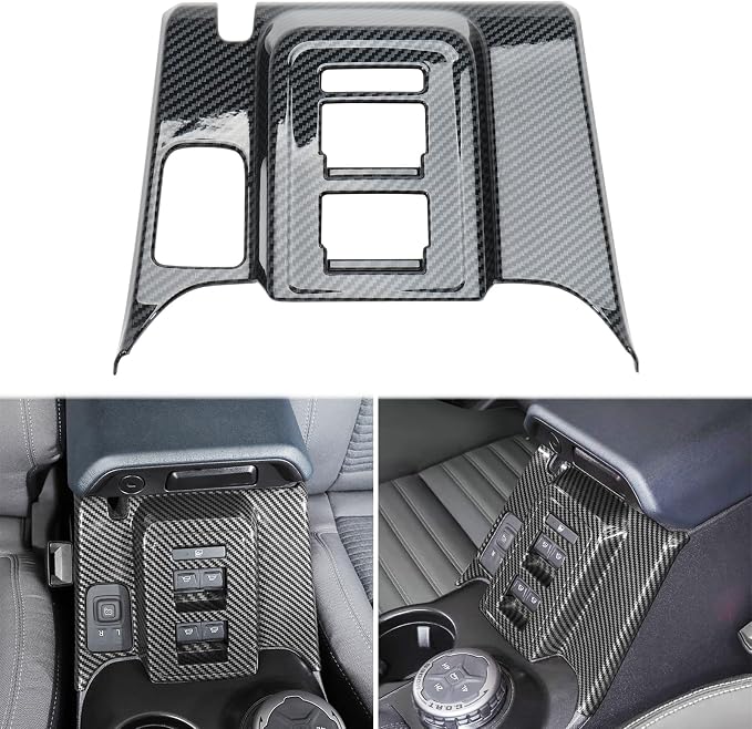 8 Pcs Carbon Fiber Interior Decor Trim Cover Kit Compatible with 2021-2024 Ford Bronco, Gear Shift Panel Cover Inner Door Handle Cover Steering Wheel Cover - Not Fit Manual Transmission