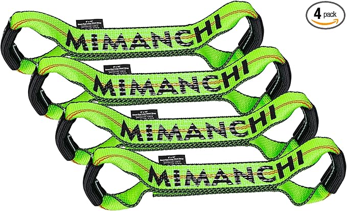 2"x16" Replacement Sewn Eye Loop Short Strap, 4Pack, Heavy-Duty Dog Bone Tow Truck Straps with Loops, for use with 8 Point Car Tie Down Kit, Axle Tie Down Straps