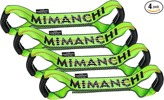 2"x16" Replacement Sewn Eye Loop Short Strap, 4Pack, Heavy-Duty Dog Bone Tow Truck Straps with Loops, for use with 8 Point Car Tie Down Kit, Axle Tie Down Straps