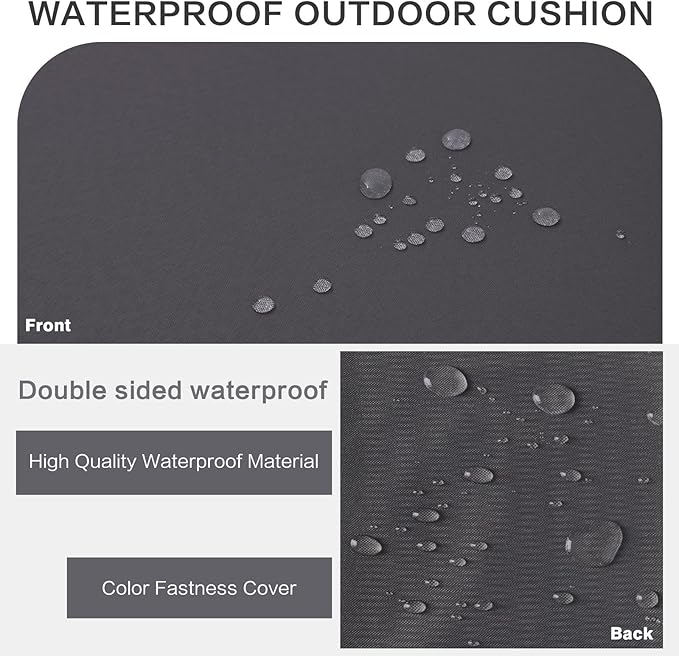 Outdoor Bench Cushion 4 inches Memory Foam Waterproof Patio Furniture Bench Cushion Porch Swing Cushion with Handle and Adjustable Strap, 48 x 18 Inch Dark Gray