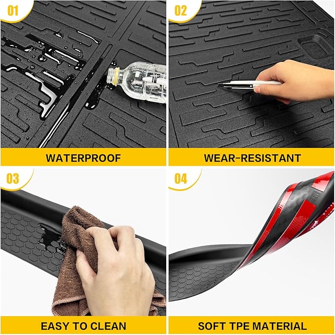 Cargo Mats with Door Sill Guards for 2018-2025 Jeep Wrangler JL Unlimited 4X4 Accessories All Weather Rear Seat Back Cover Trunk Liner Door Sill Protector for JL JLU Gas Type 4 Door(Not 4XE)